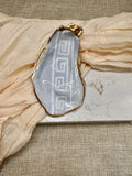 Greek Key Gray | Oyster Shell Dice Dish