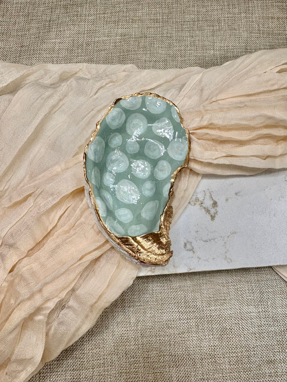Bubbles Sage | Oyster Shell Dice Dish