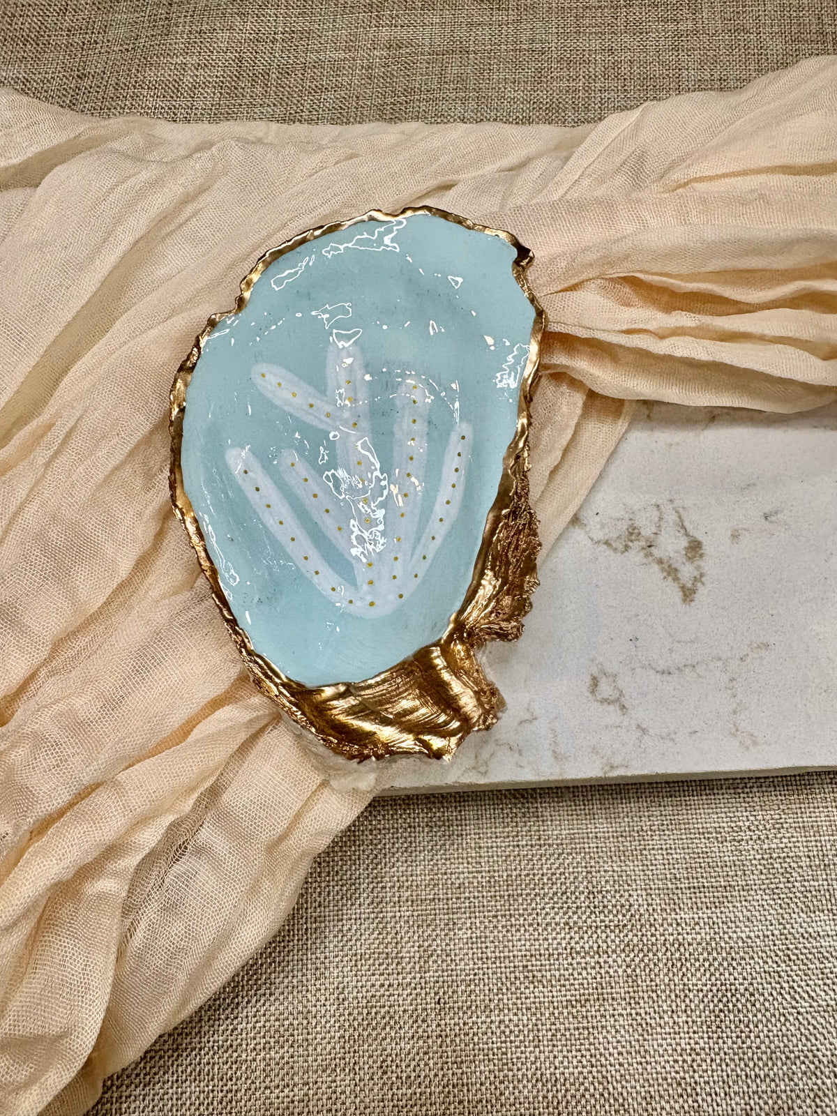 Coral Seafoam | Oyster Shell Dice Dish