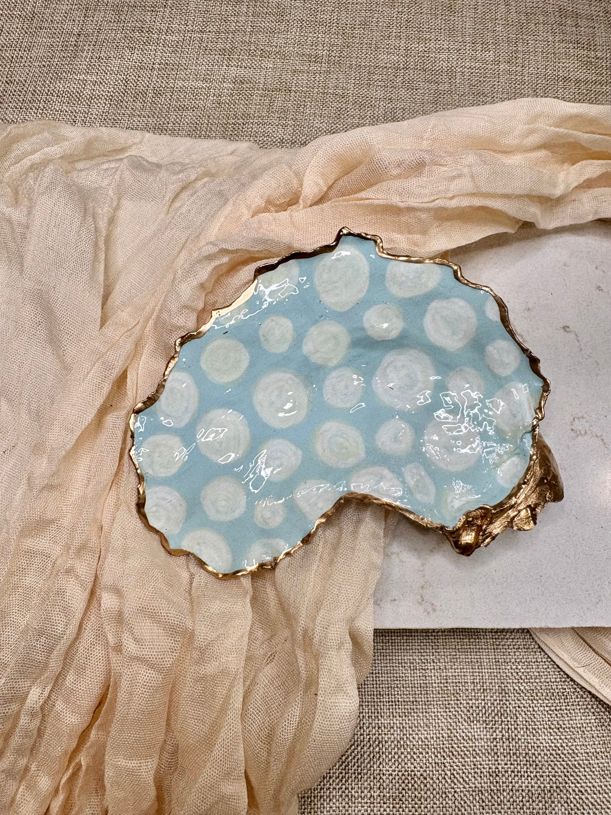 Bubbles Aqua | Oyster Shell Trinket Dish