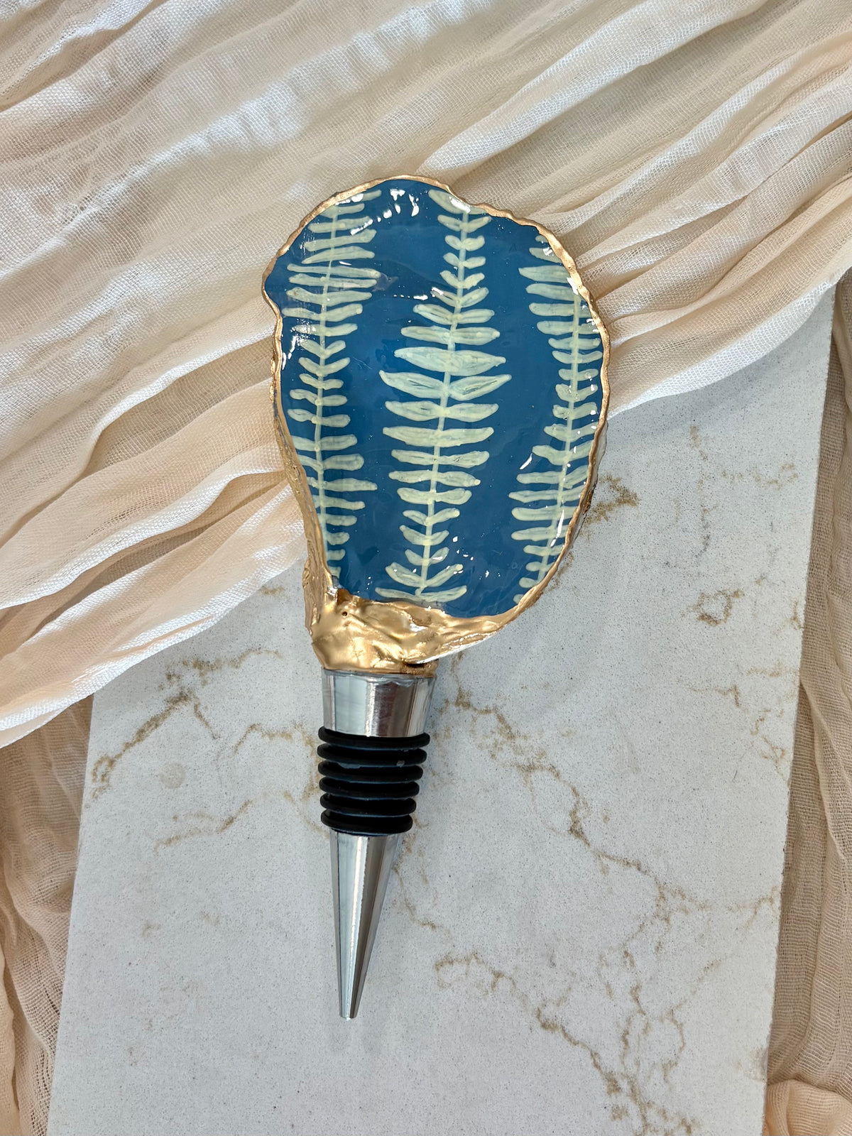 Coastal Fern Oyster Shell Wine Stopper