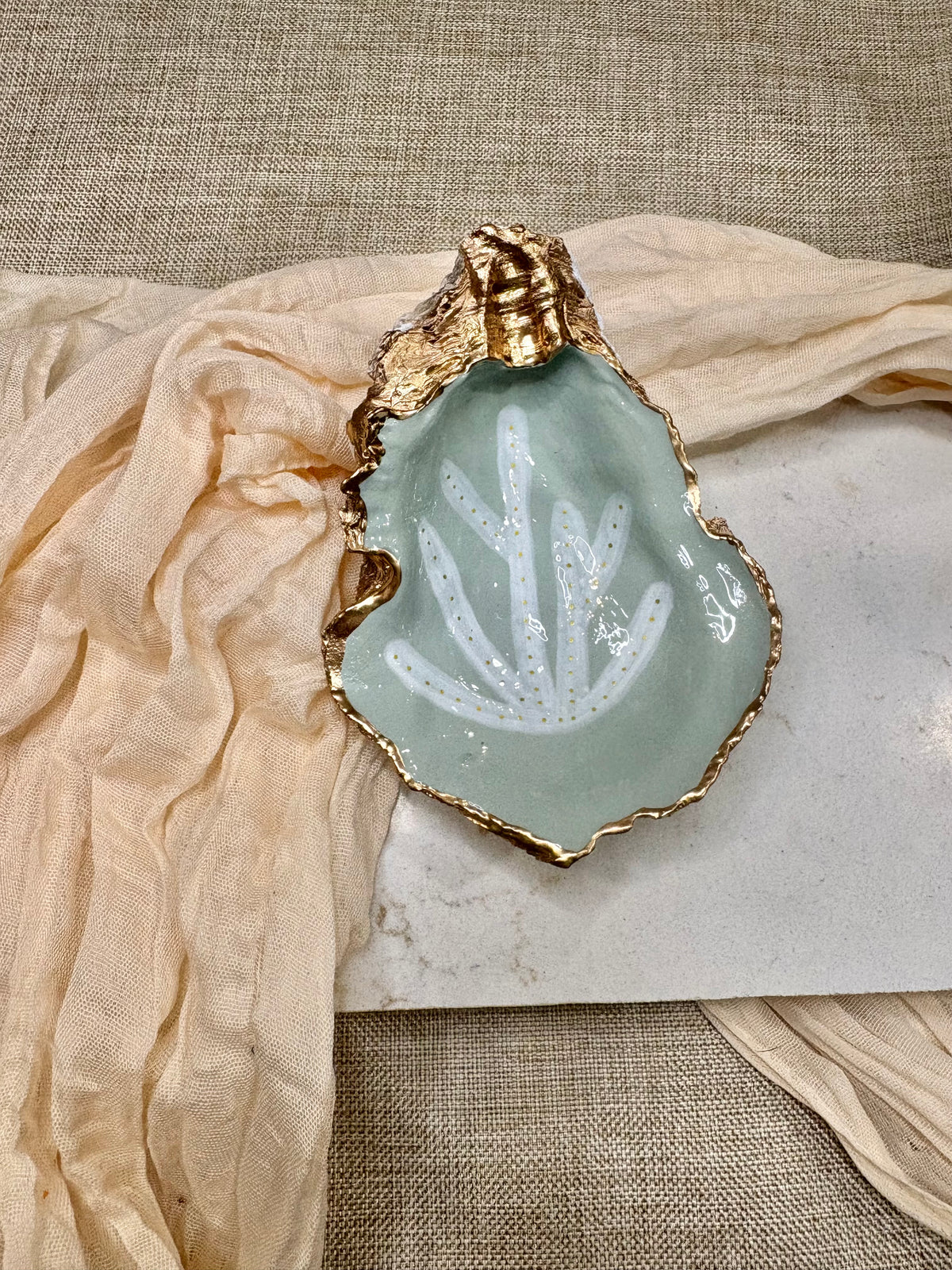 Coral Sage | Oyster Shell Dice Dish