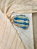 Bamboo Stripe Dark Blue | Oyster Shell Dice & Trinket Dish